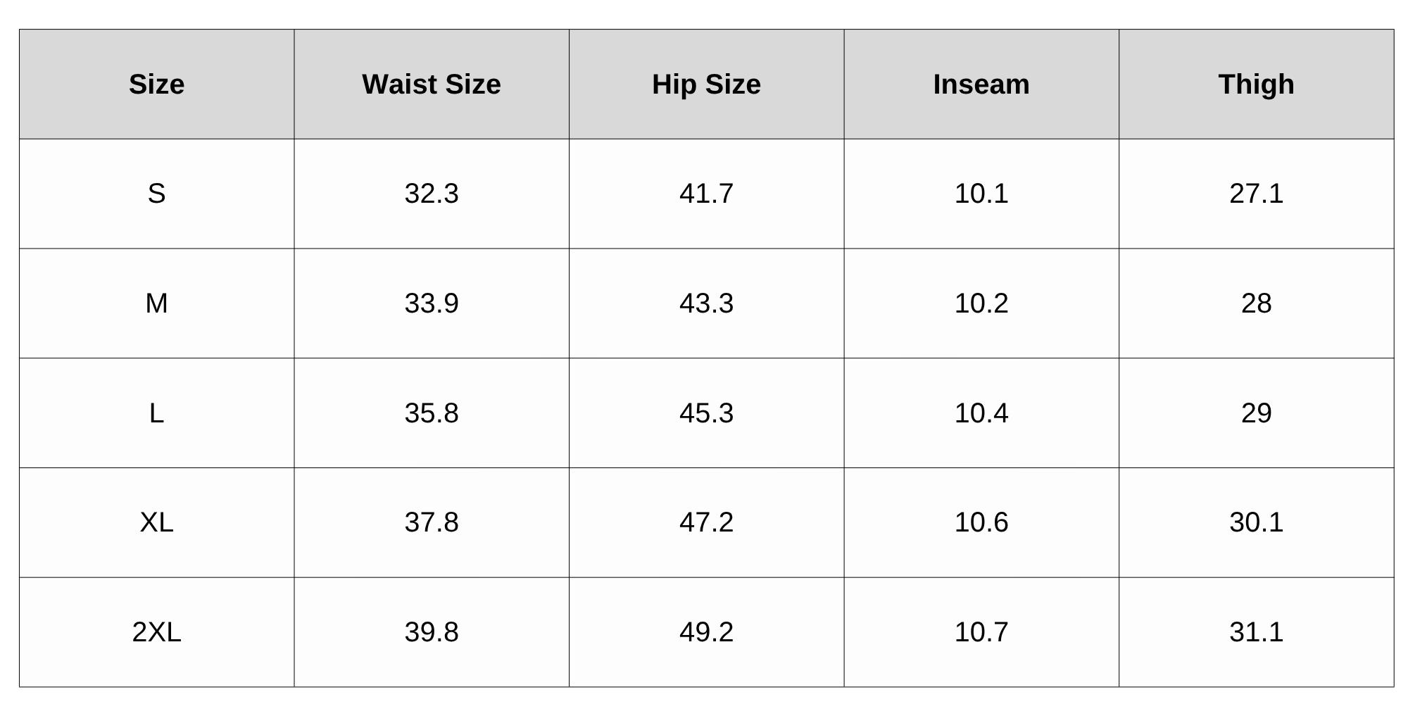 Size Chart