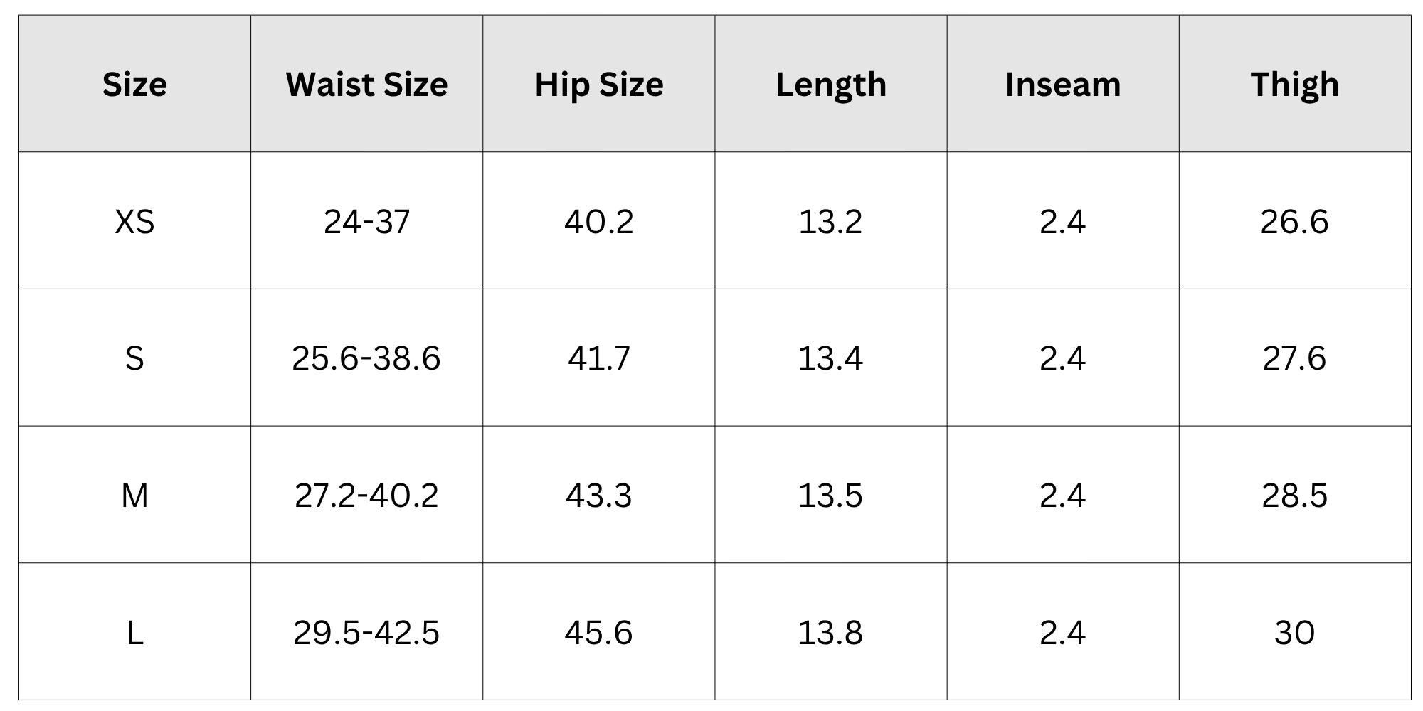 Size Chart