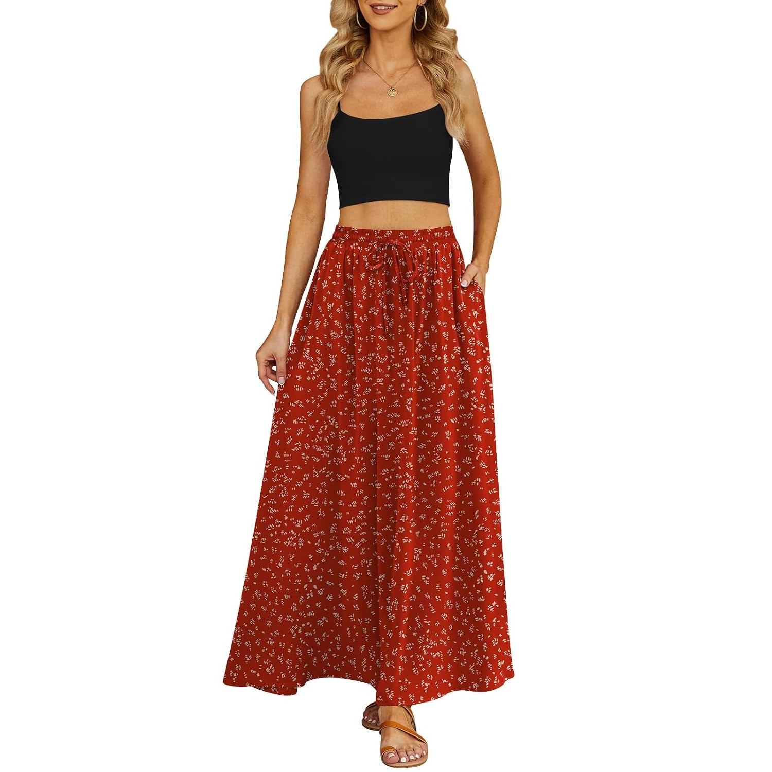 Casual Long Pleated Flowing Skirt For Women