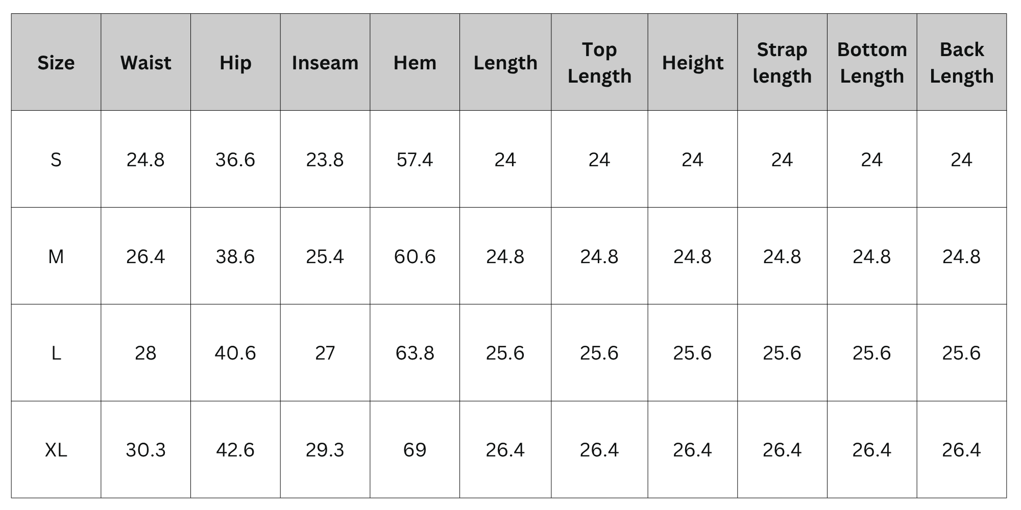 Size Chart