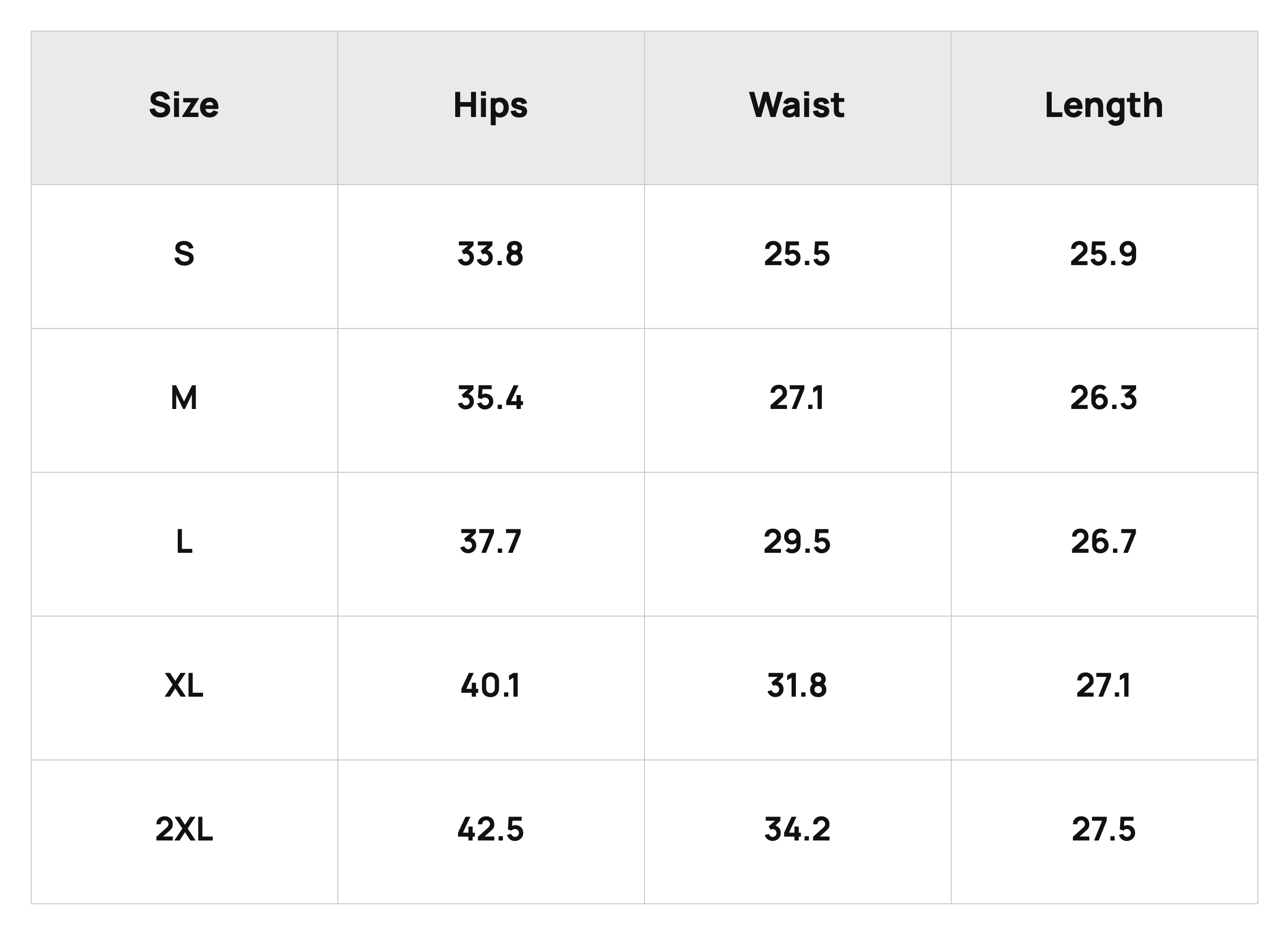 Size Chart