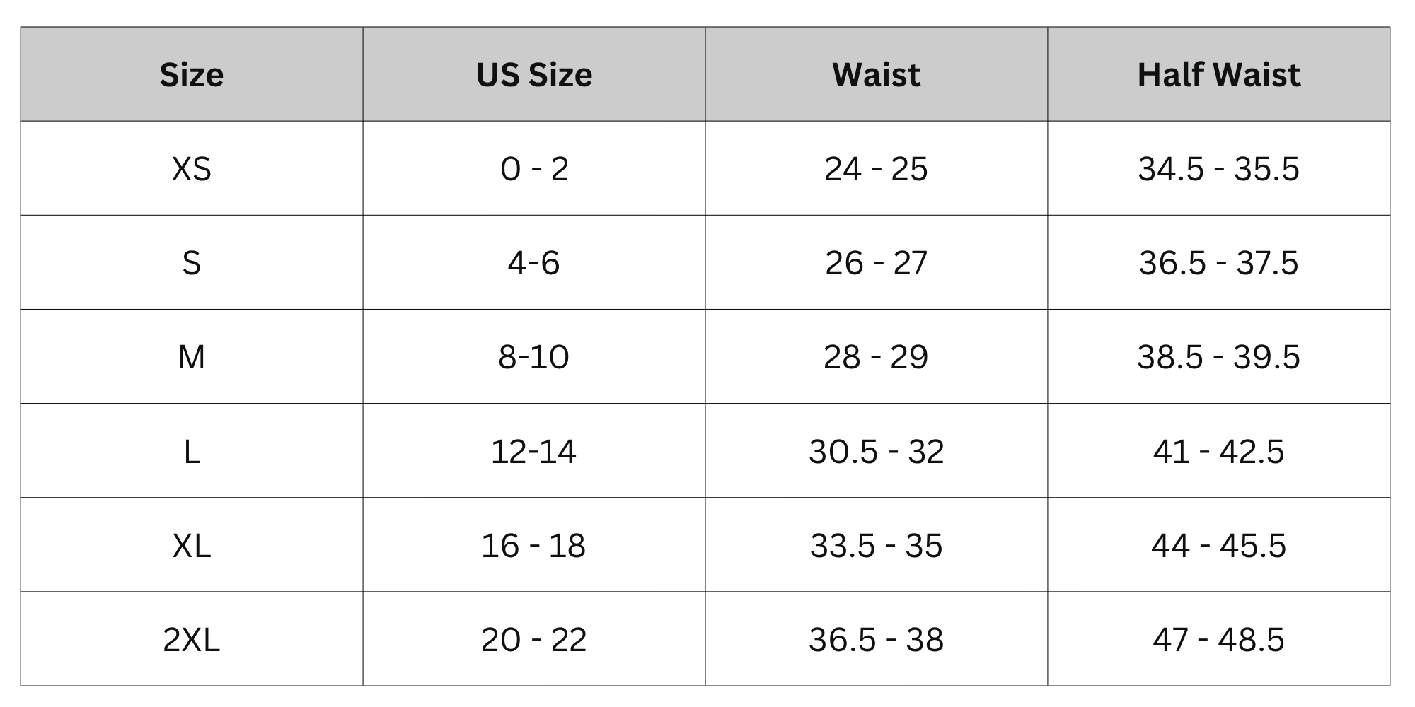 Size Chart
