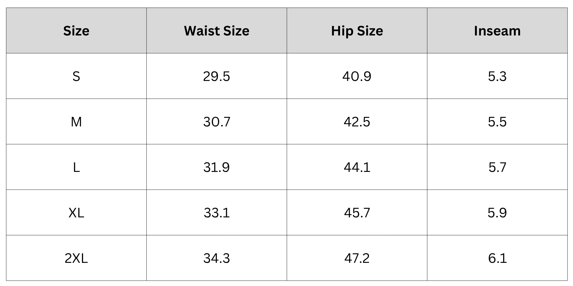 Size Chart