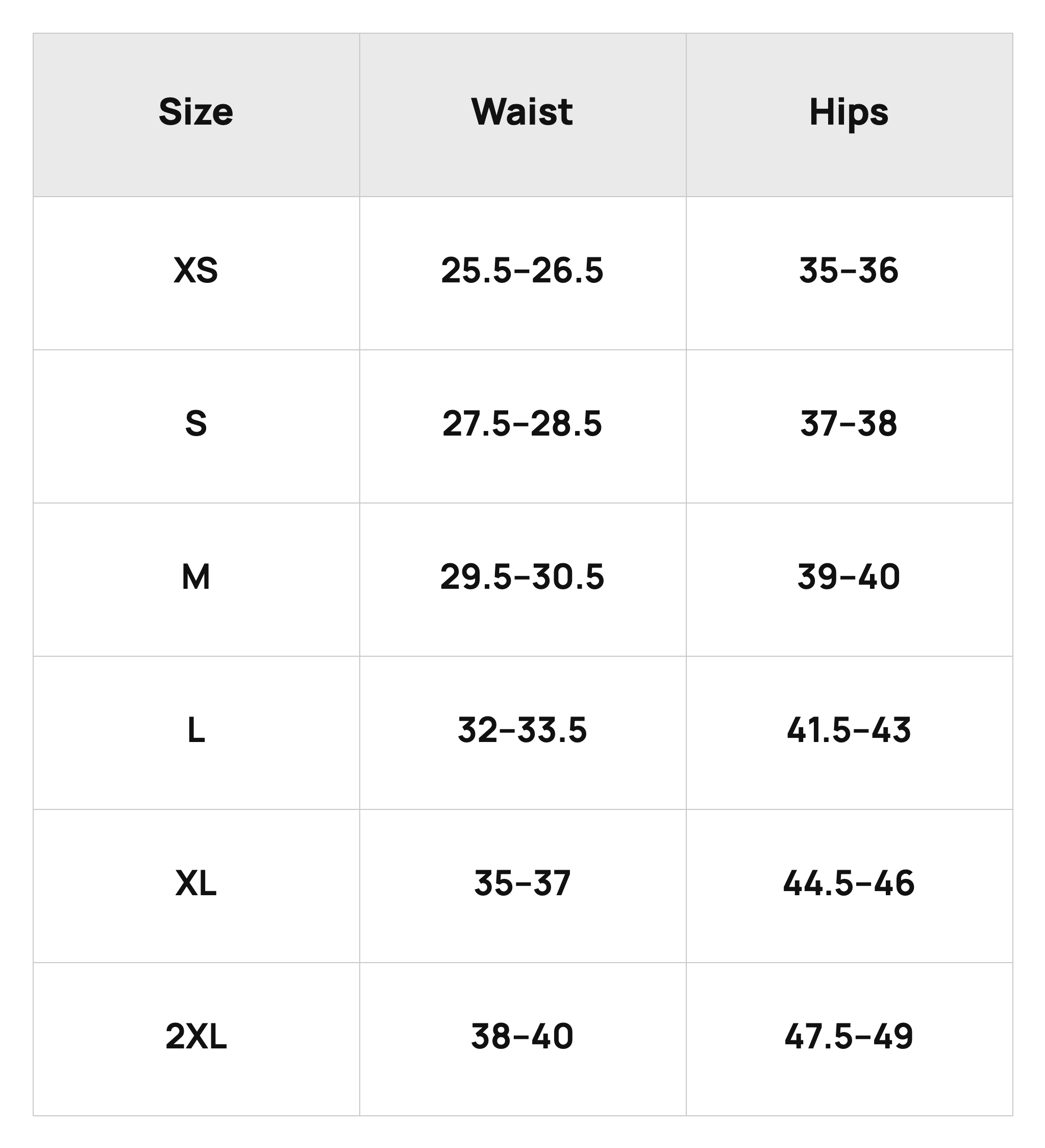 Size Chart