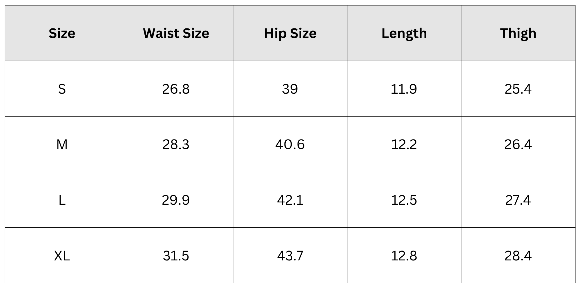 Size Chart