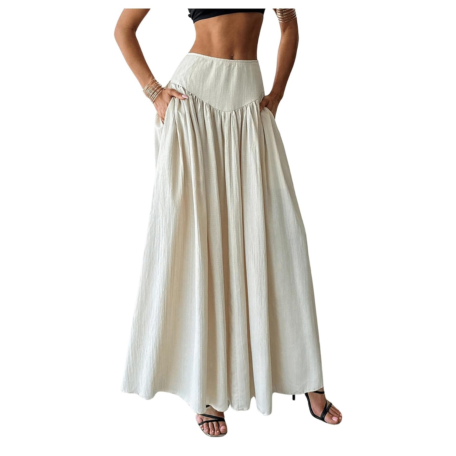 Casual Pleated Maxi Skirt For Women