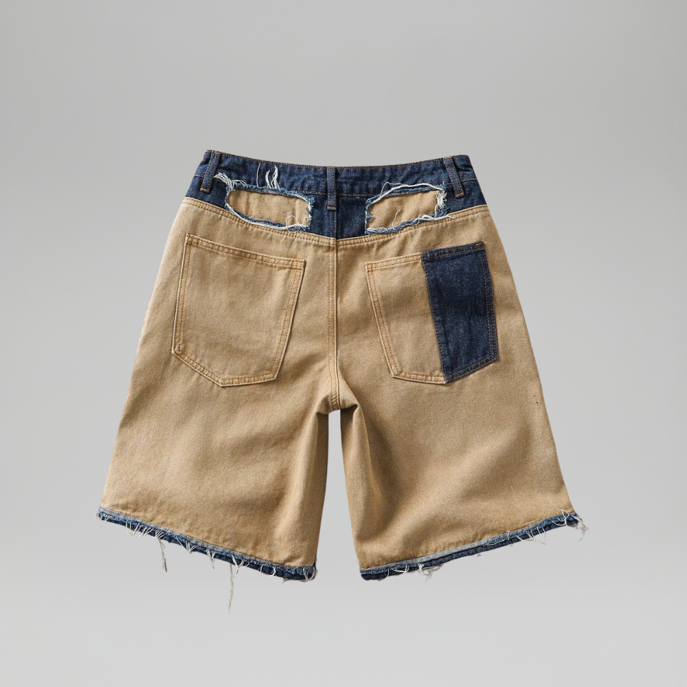 Men’s Faded Light Wash Loose Fit Denim Shorts
