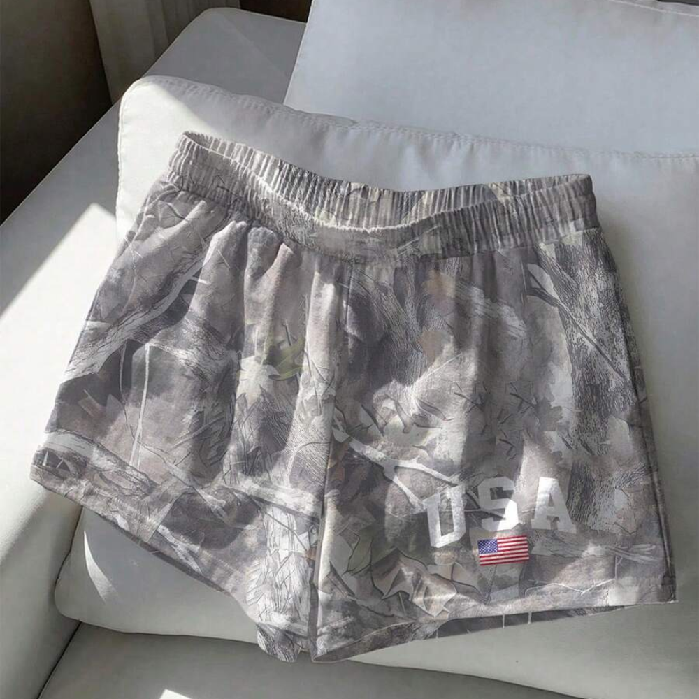 Casual And Vintage Camo Tree Branch Print Mid For Women