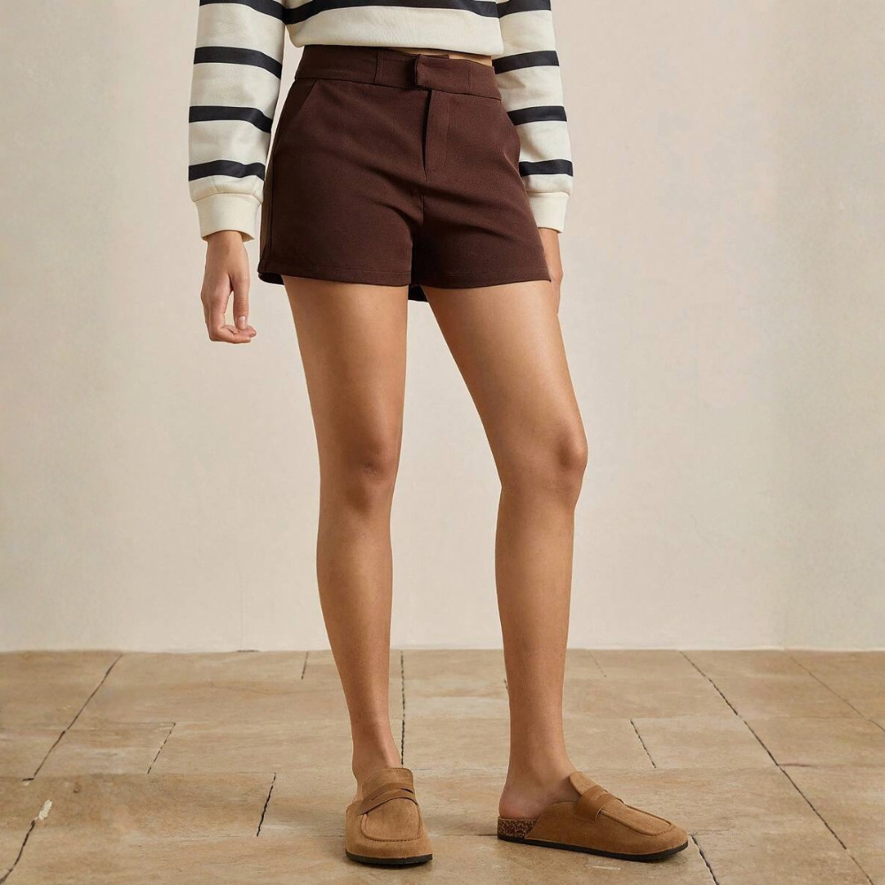 Solid And Color Casual Shorts Fashionable For Women