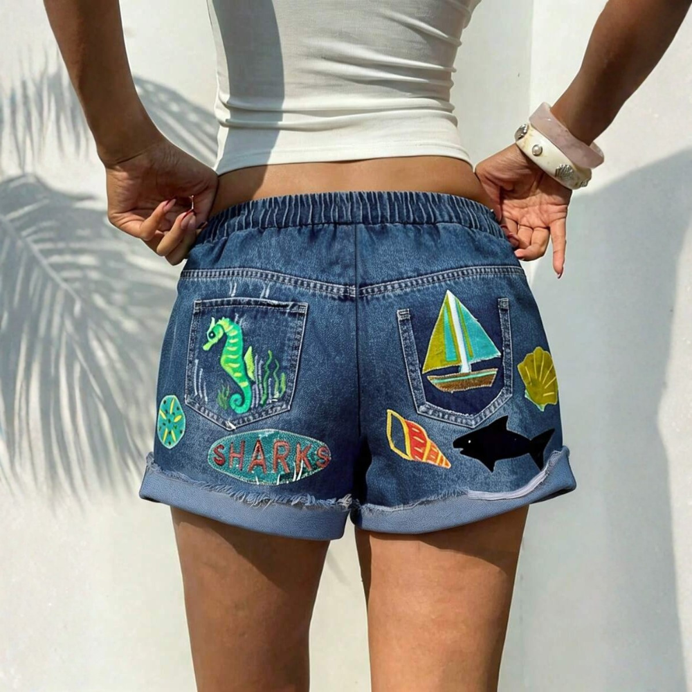 Summer Printed Elastic Mini Shorts For Women