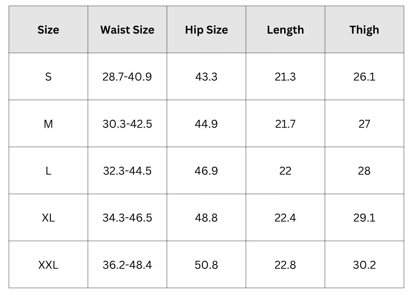 Size Chart