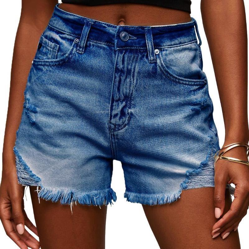 Women Stretch Ripped Jean Shorts