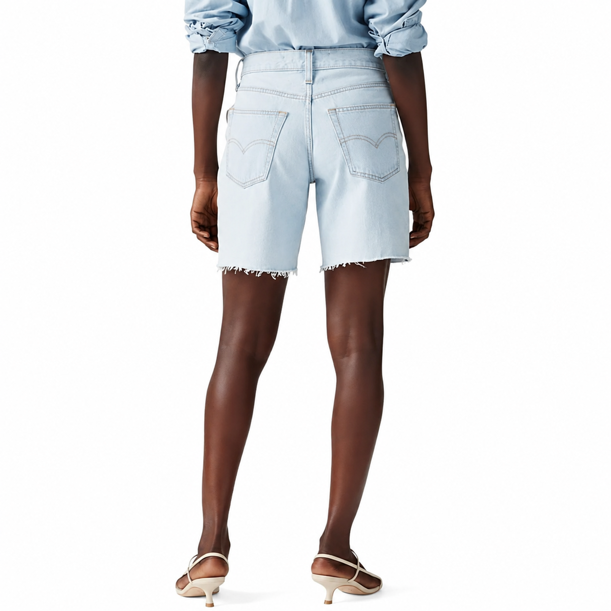 High Rise Baggy Denim Shorts For Women