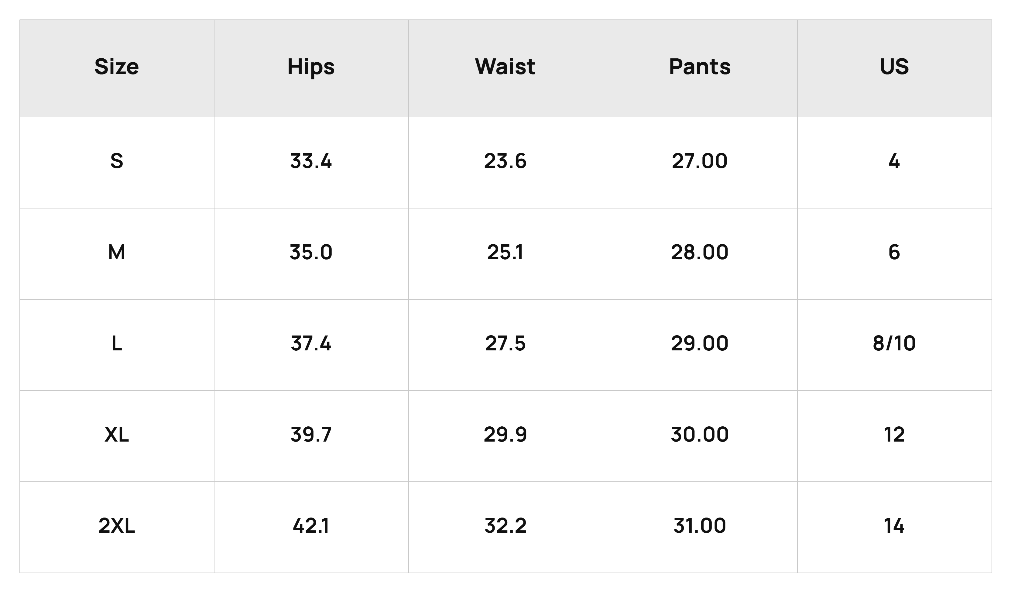 Size Chart