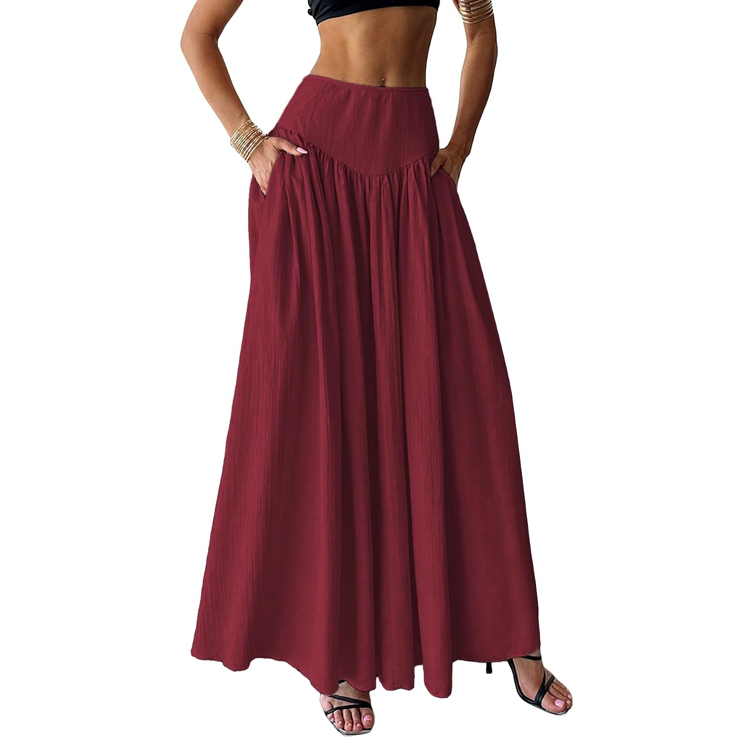 Casual Pleated Maxi Skirt For Women