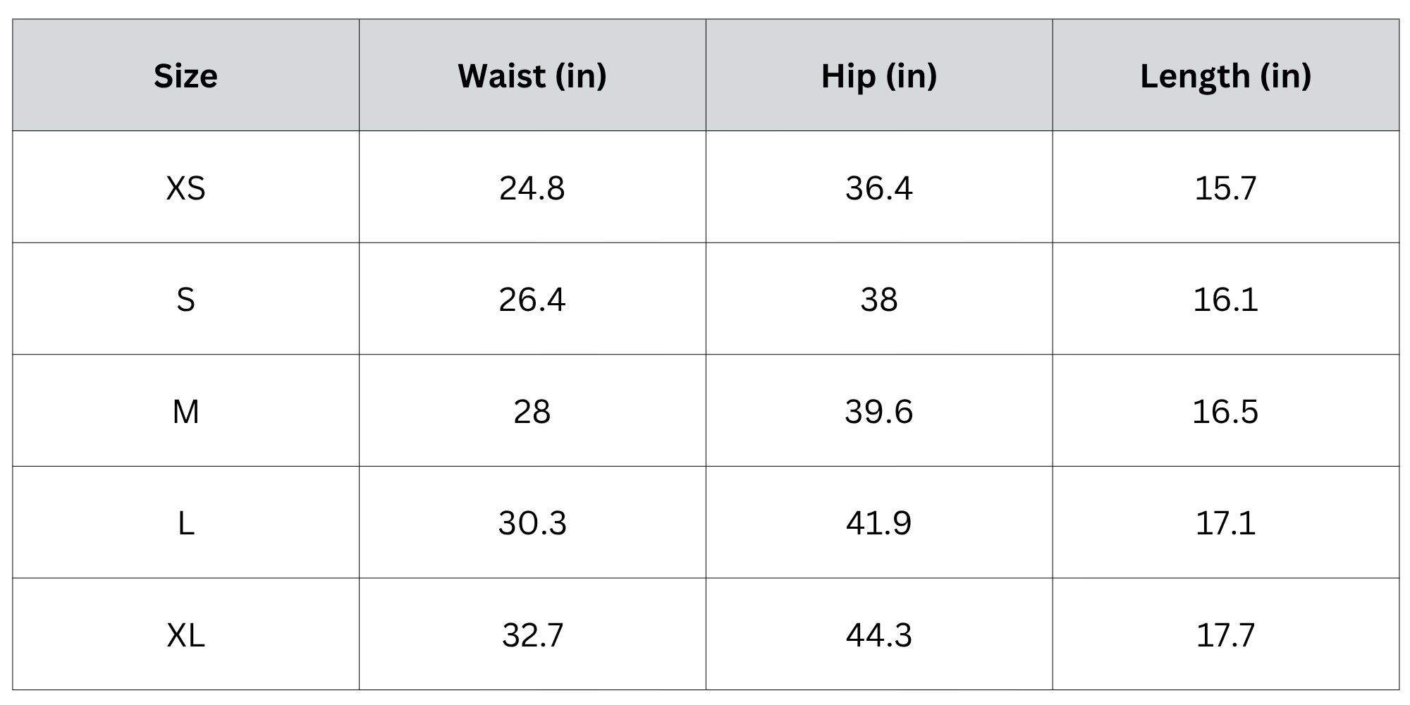Size Chart