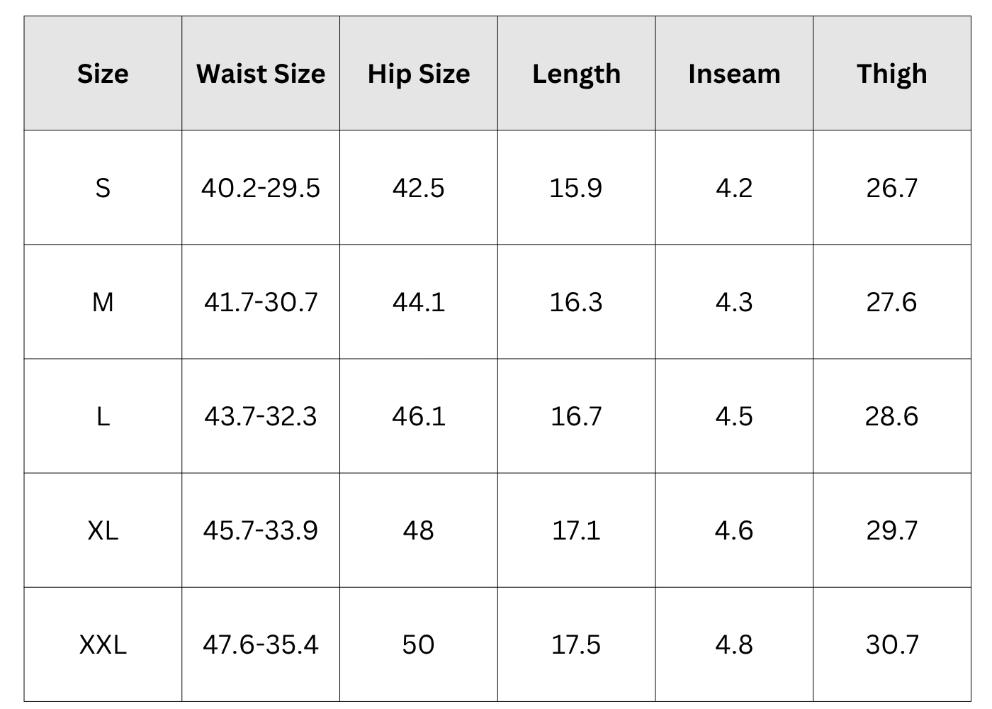 Size Chart