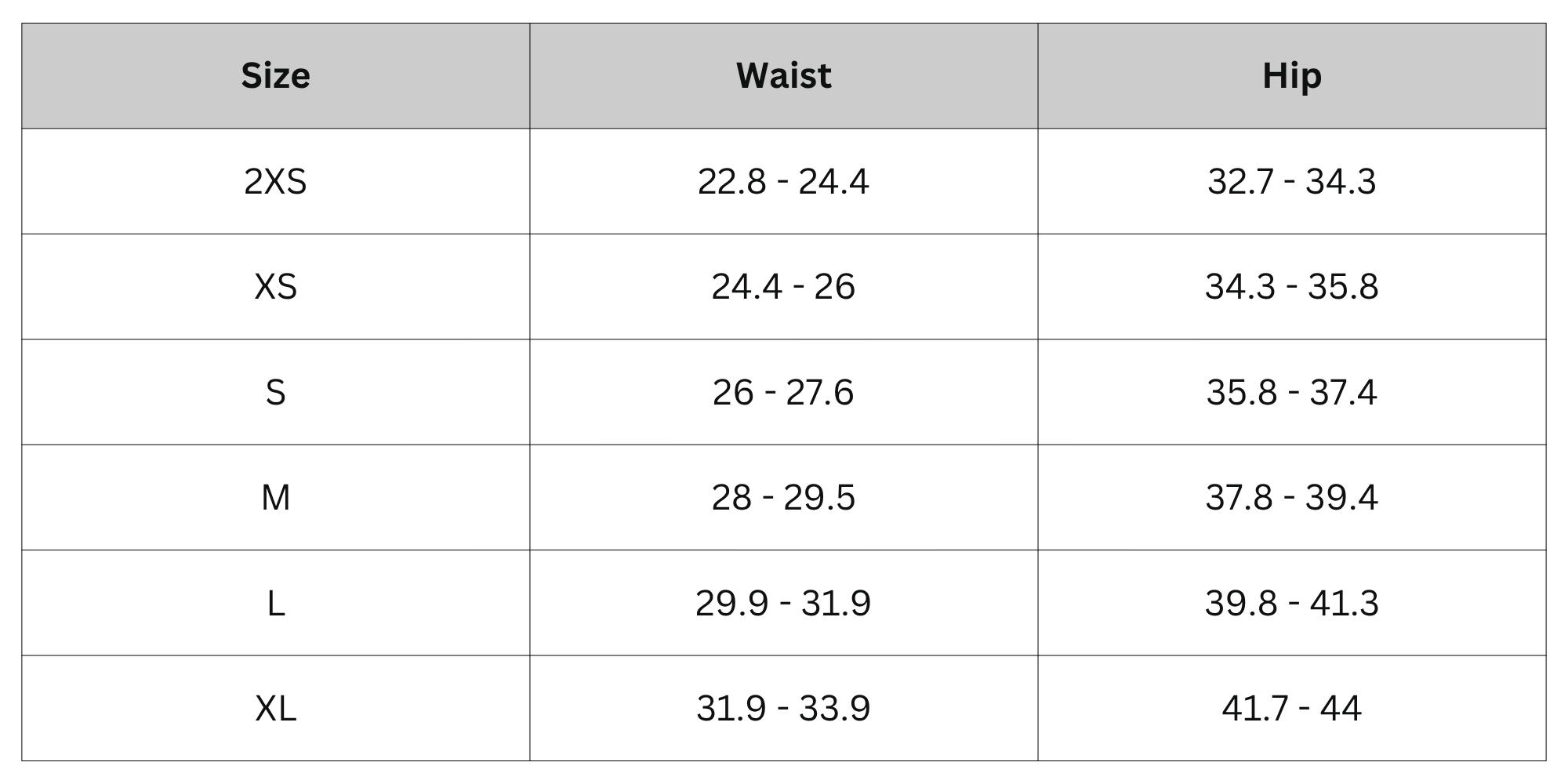Size Chart