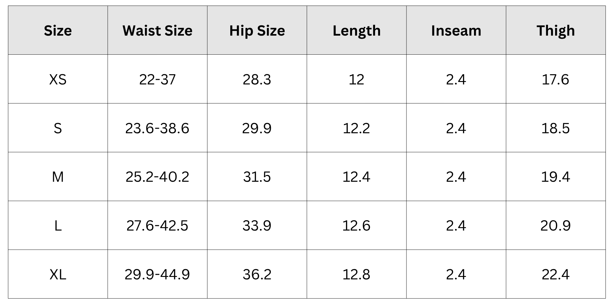 Size Chart