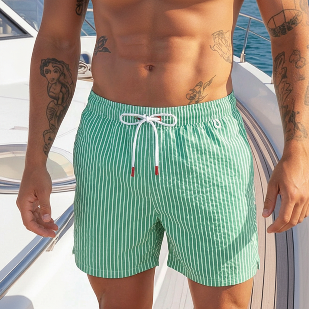 4-Way Stretch Drawstring Beach Shorts For Men