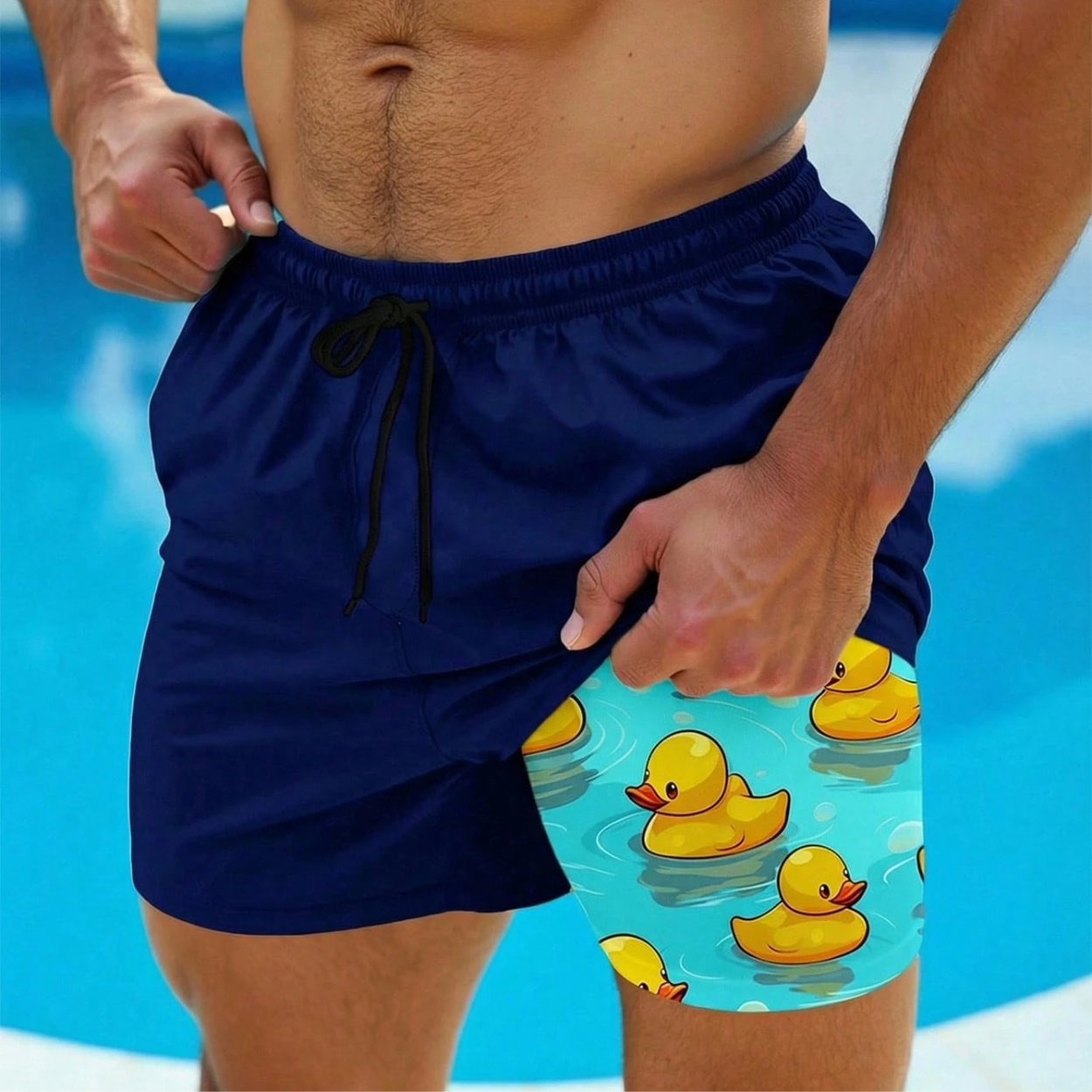 2 In 1 Cartoon Print Comfortable Beach Shorts