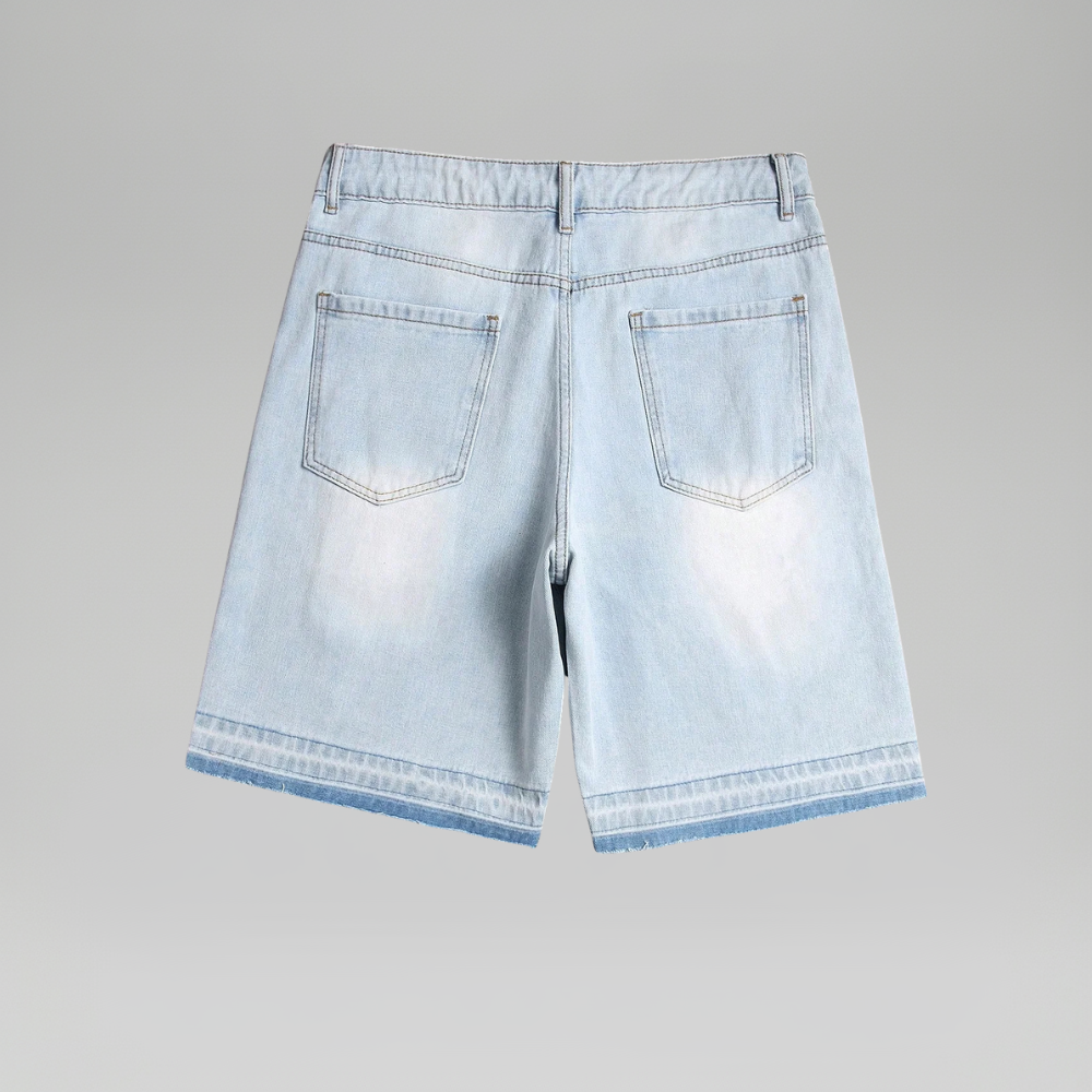 Men’s Distressed Denim Shorts Casual Street Style
