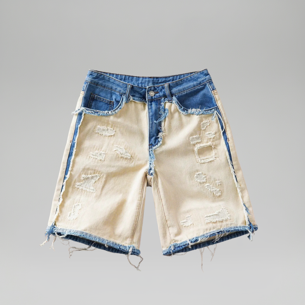 Men’s Faded Light Wash Loose Fit Denim Shorts