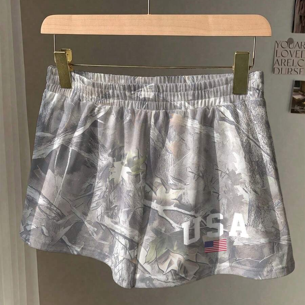 Casual And Vintage Camo Tree Branch Print Mid For Women