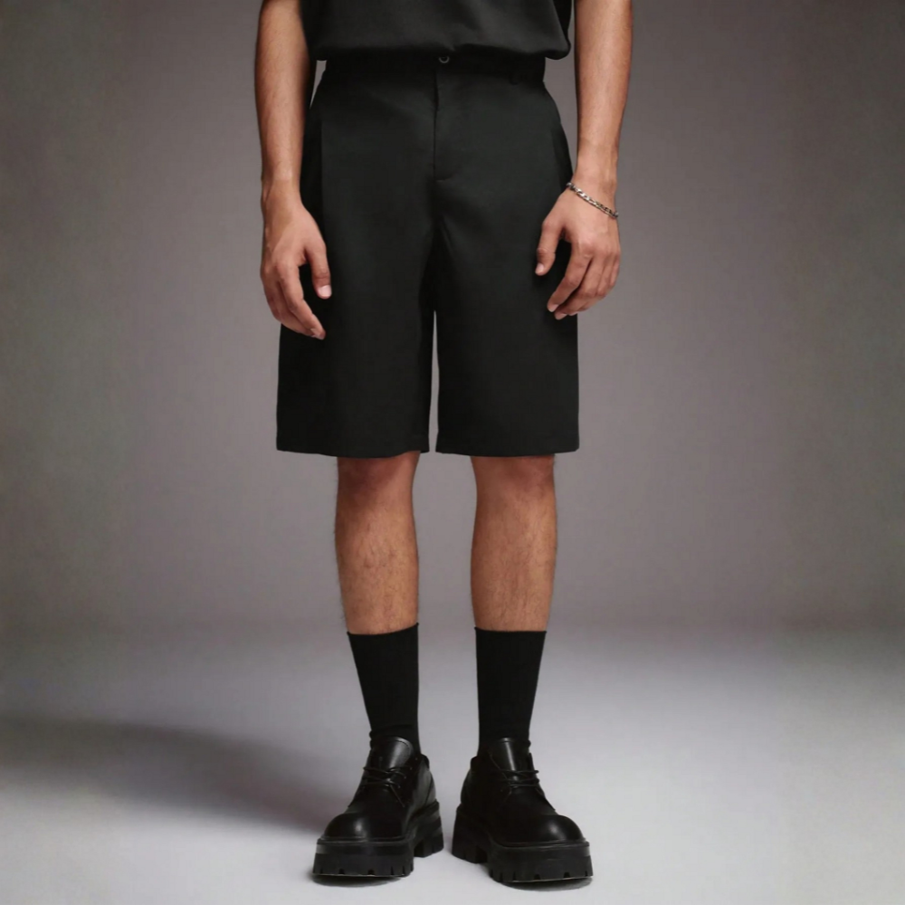 Men’s Striped Pleated Loose Fit Casual Shorts