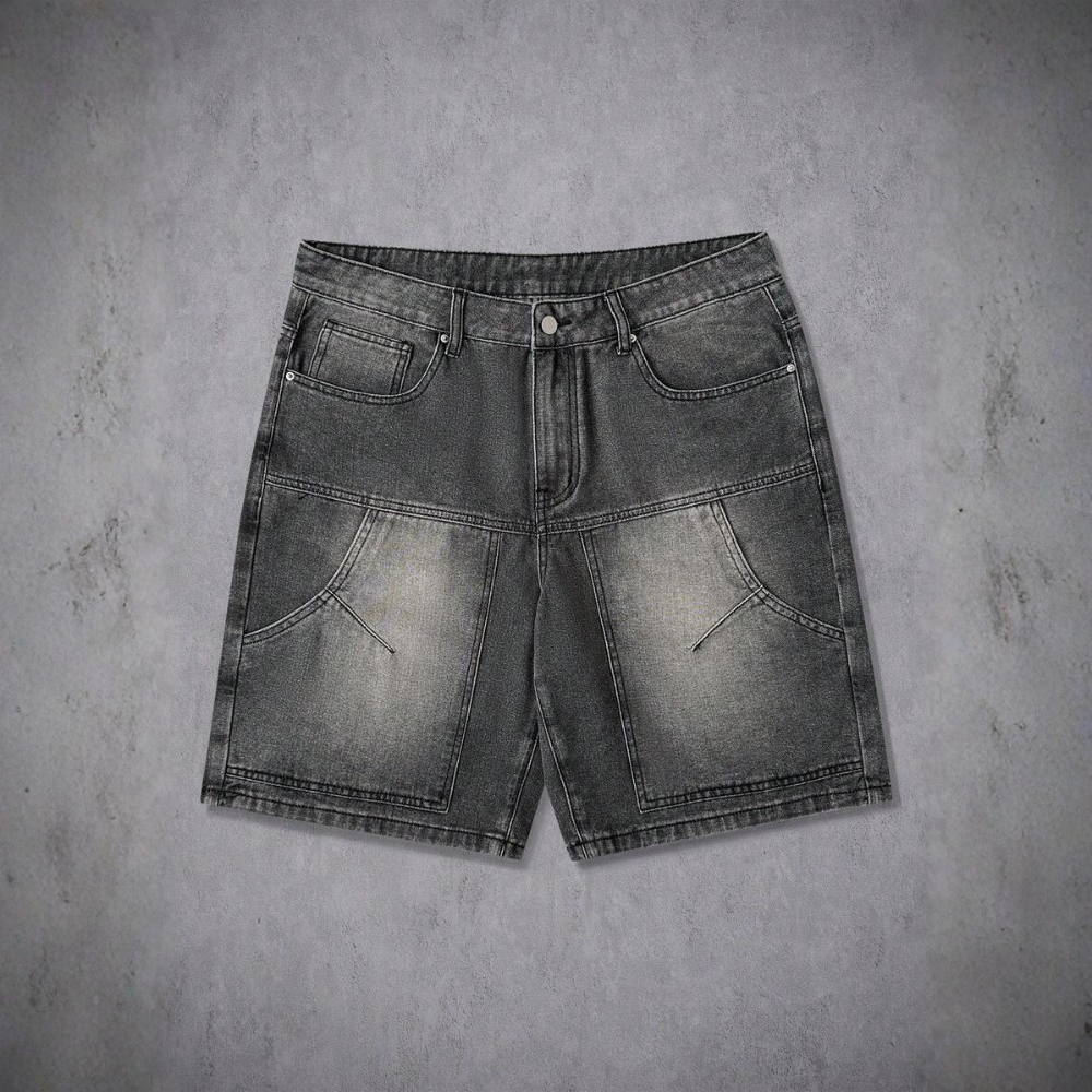 Plain And Frayed Edge Pocket Ripped Fashionable Denim Shorts For Mens
