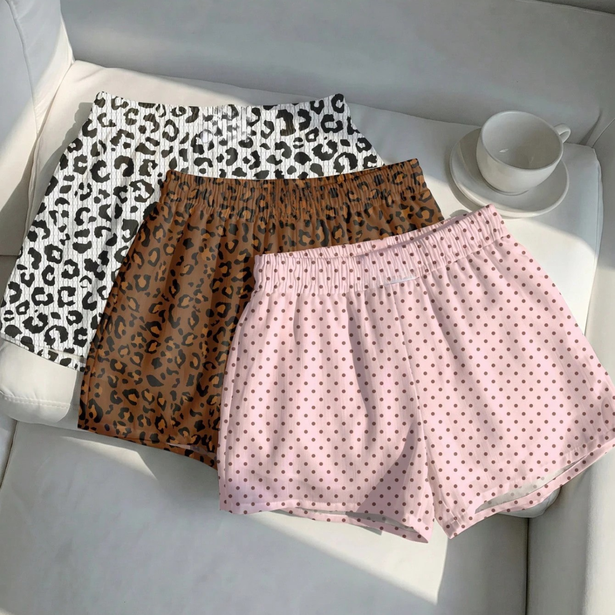 3 Pieces Casual Printed Summer Shorts Set