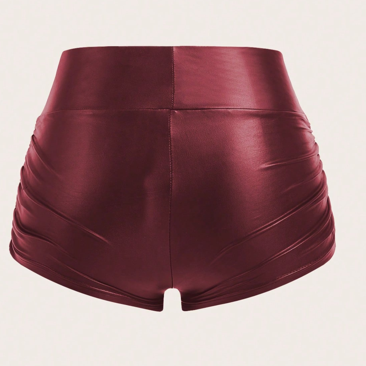 Casual Fitted Ruched Leather Shorts For Women