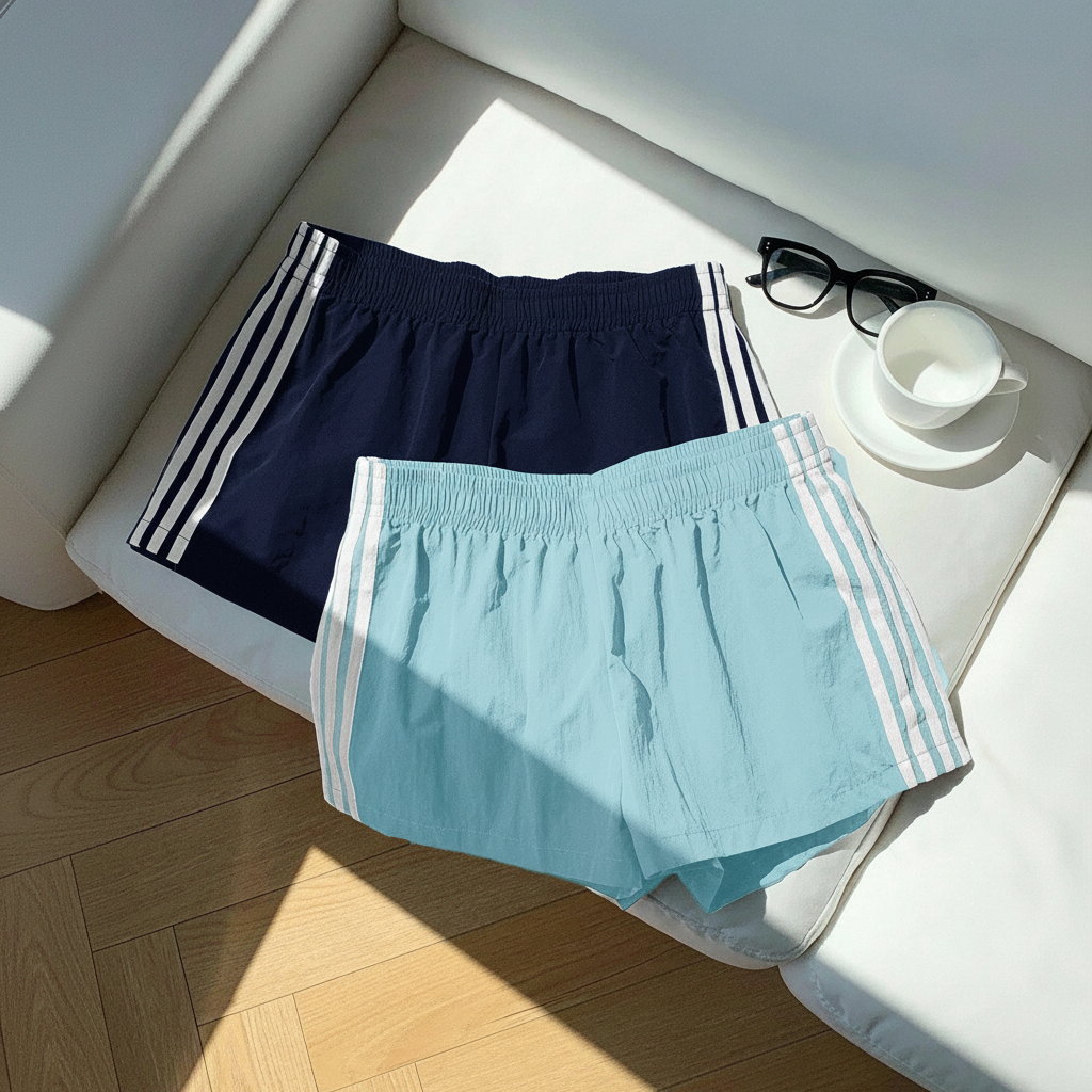 2 Pieces Summer Casual And Versatile Stripe Sports Shorts For Women