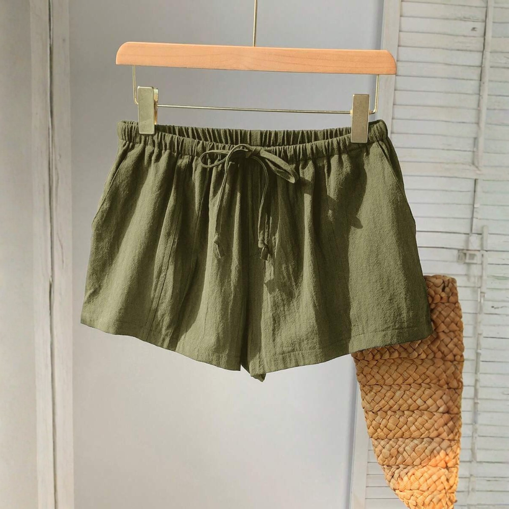 Casual And Loose Drawstring Solid Color Shorts Everyday For Women