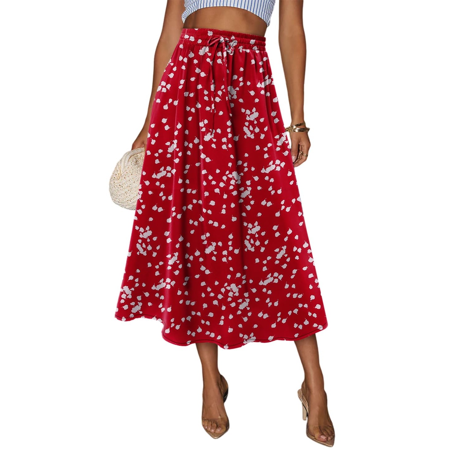 Elastic High Waist A Line Swing Skirt For Women