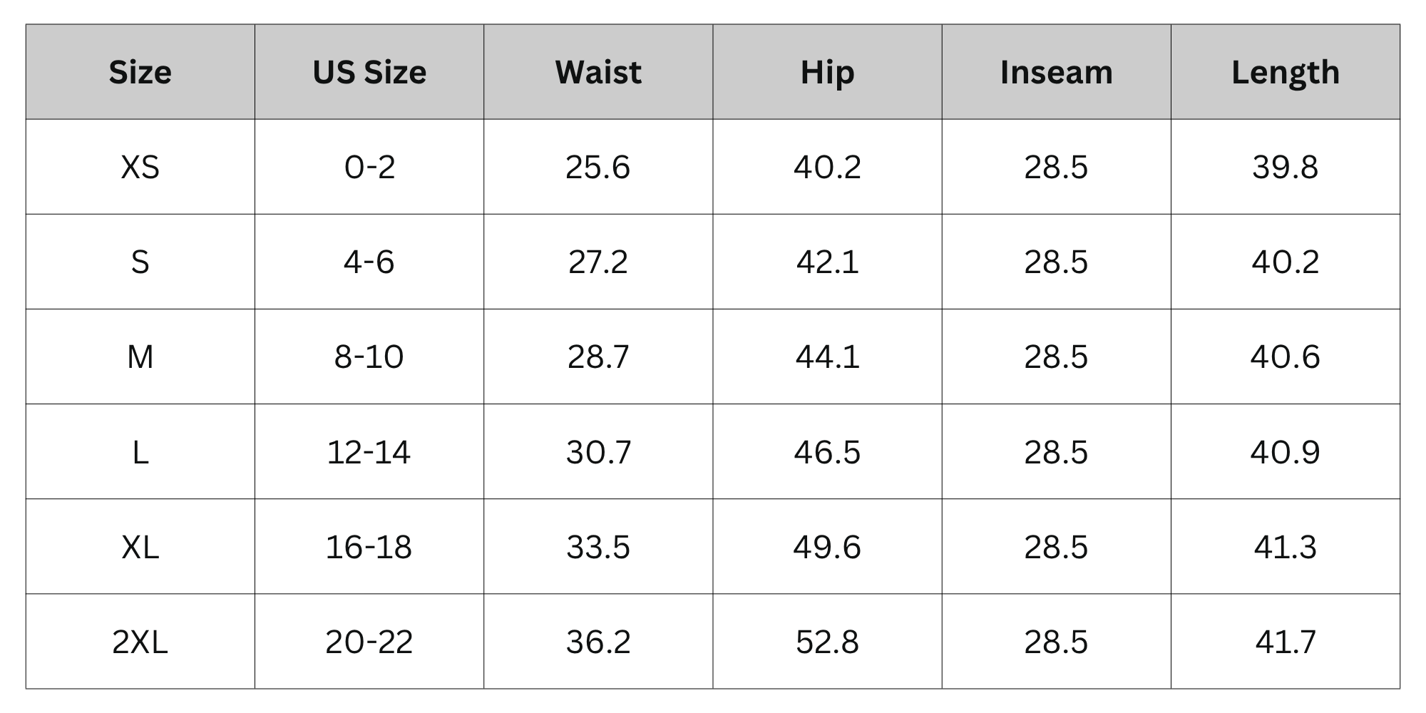 Size Chart