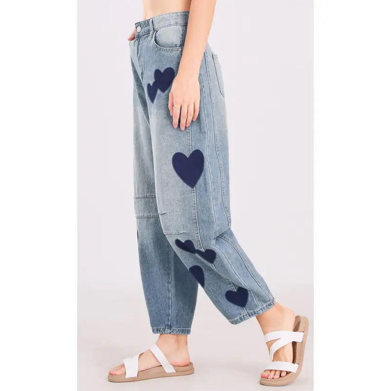 Casual Printed Horseshoe Jeans Y2k Loose Mid For Women