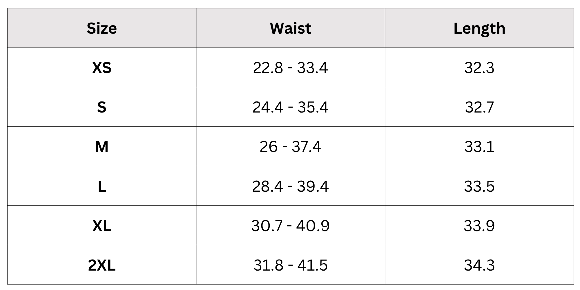 Size Chart