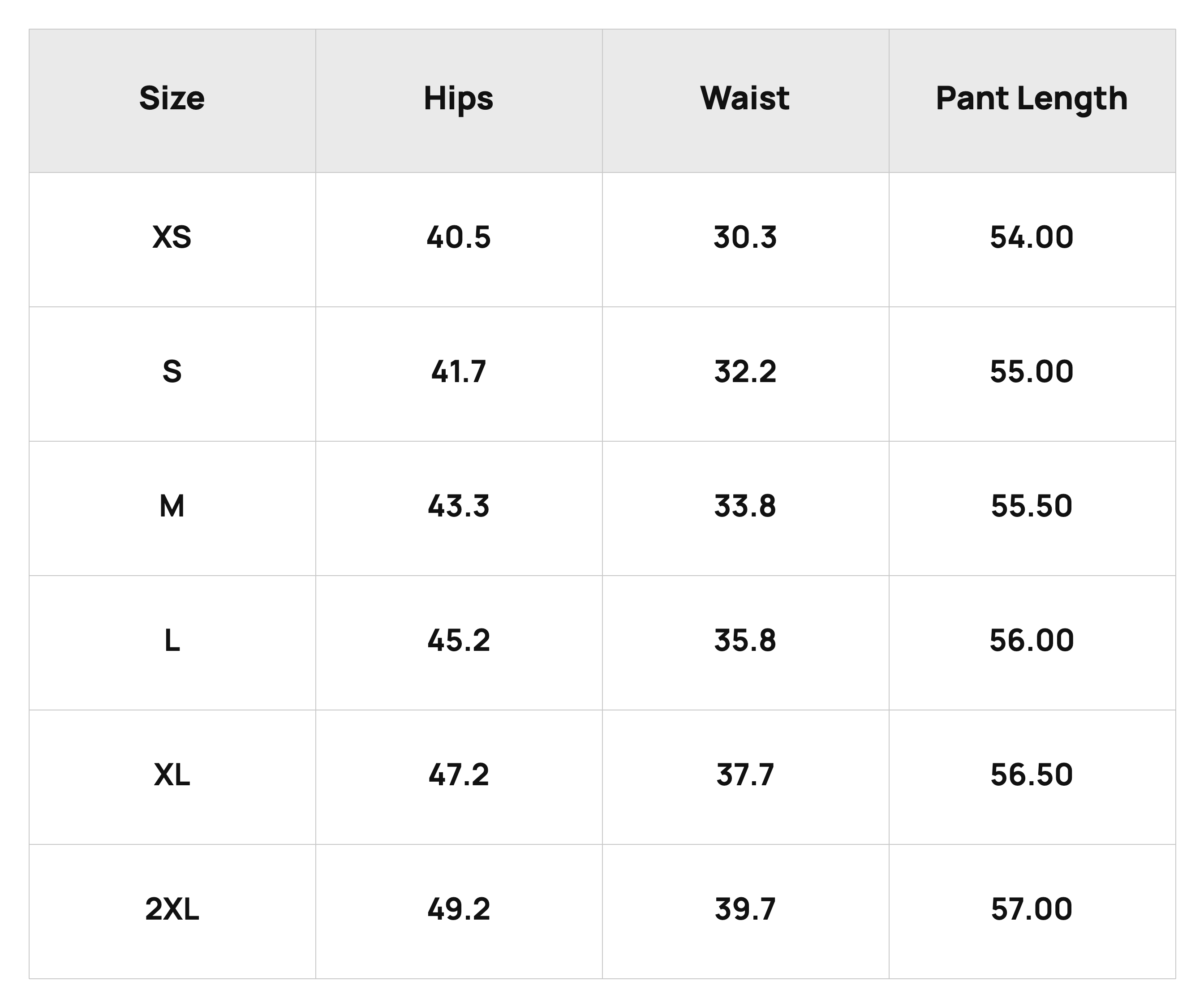 Size Chart