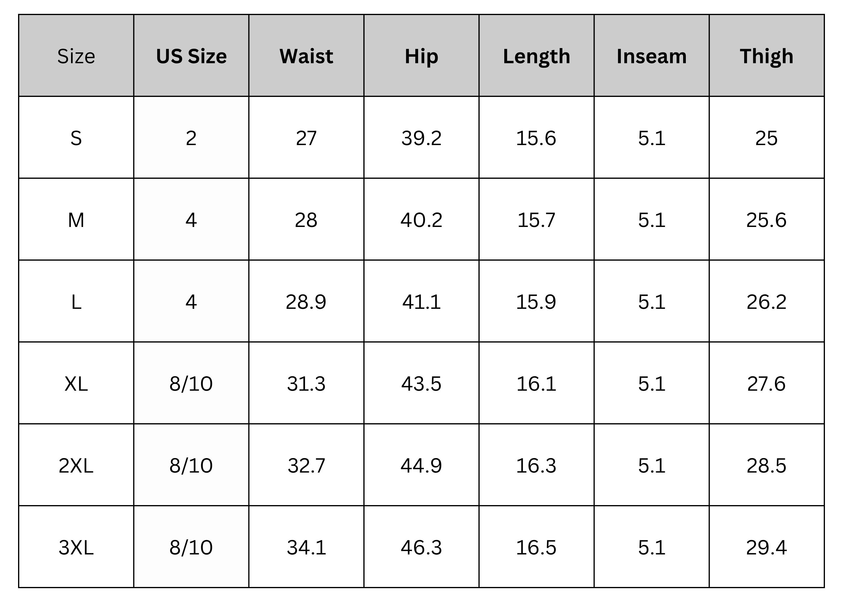 Size Chart