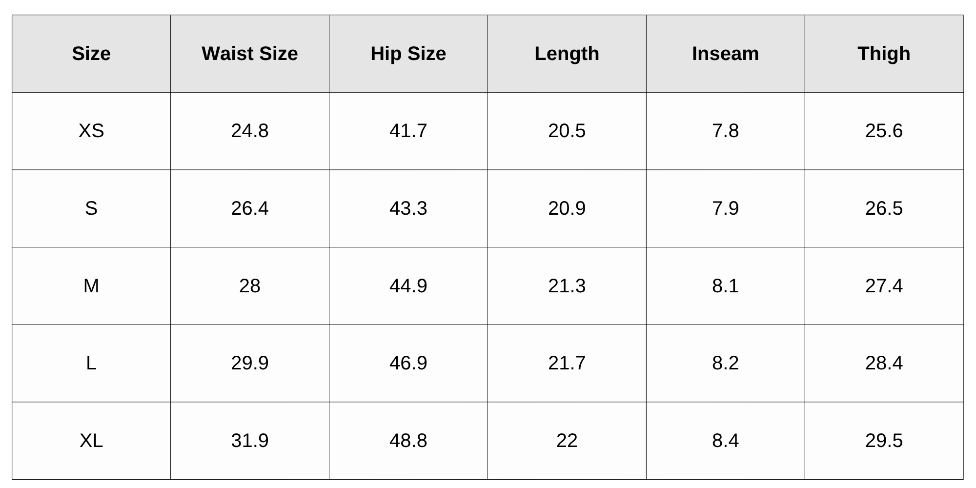 Size Chart