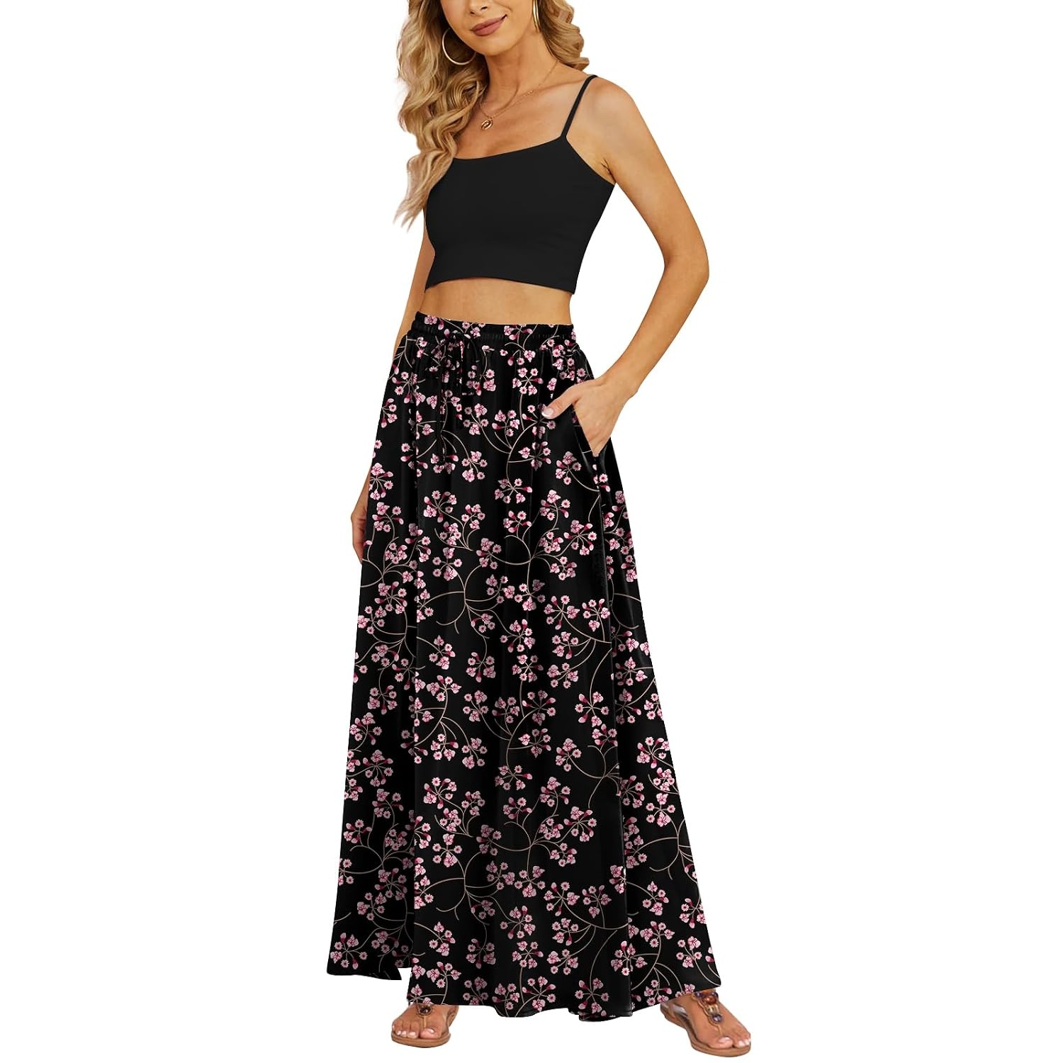 Casual Long Pleated Flowing Skirt For Women