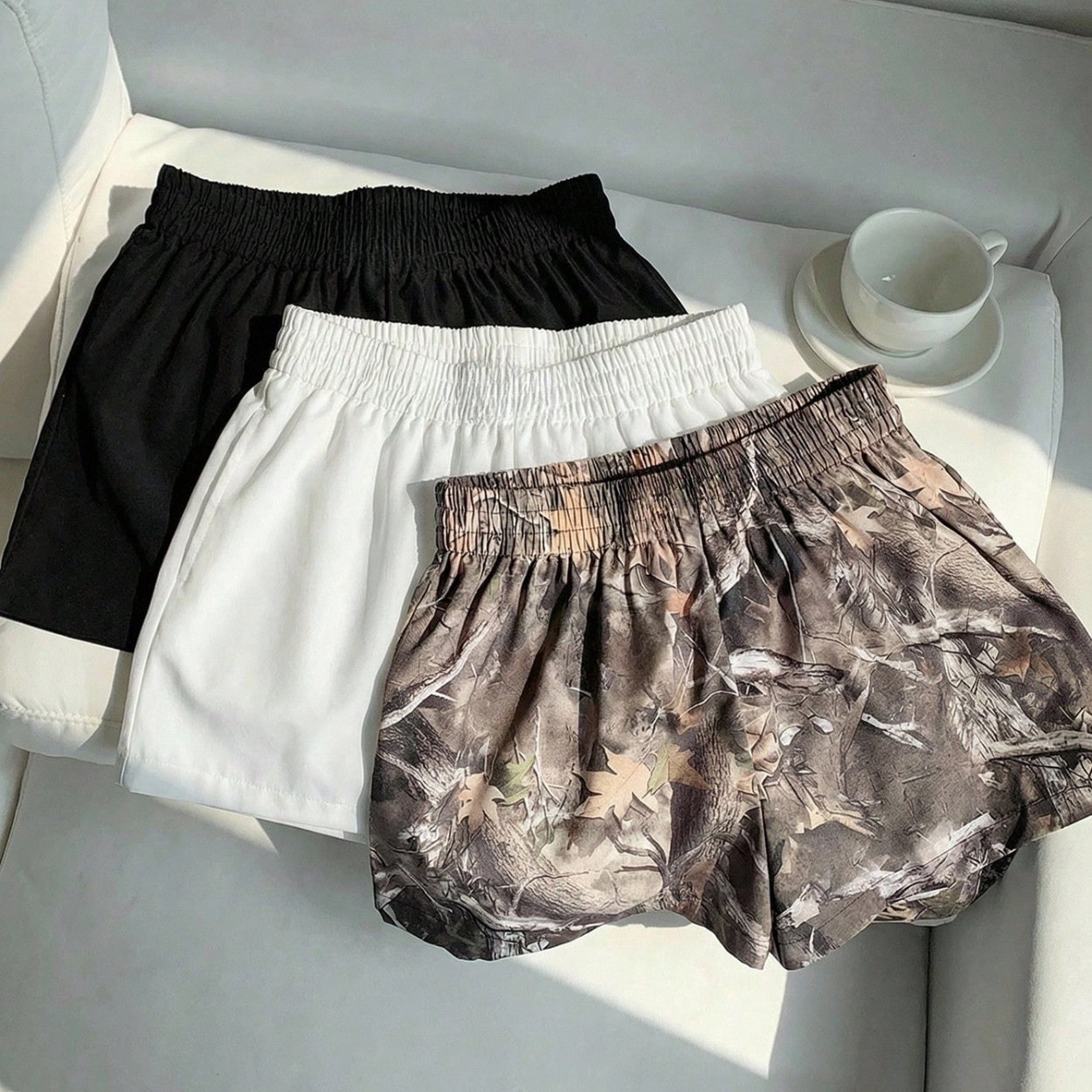 3 Pieces Casual Printed Summer Shorts Set