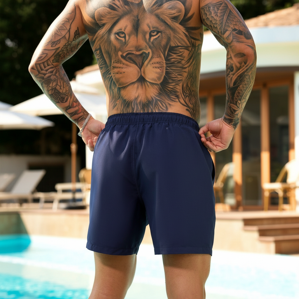 Solid Color Drawstring Beach Shorts For Men