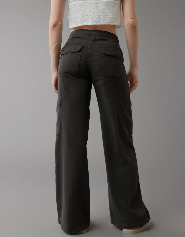 Wide Length Linen Blend Cargo Pants