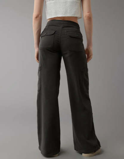 Wide Length Linen Blend Cargo Pants
