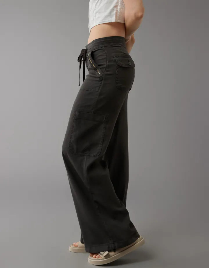 Wide Length Linen Blend Cargo Pants
