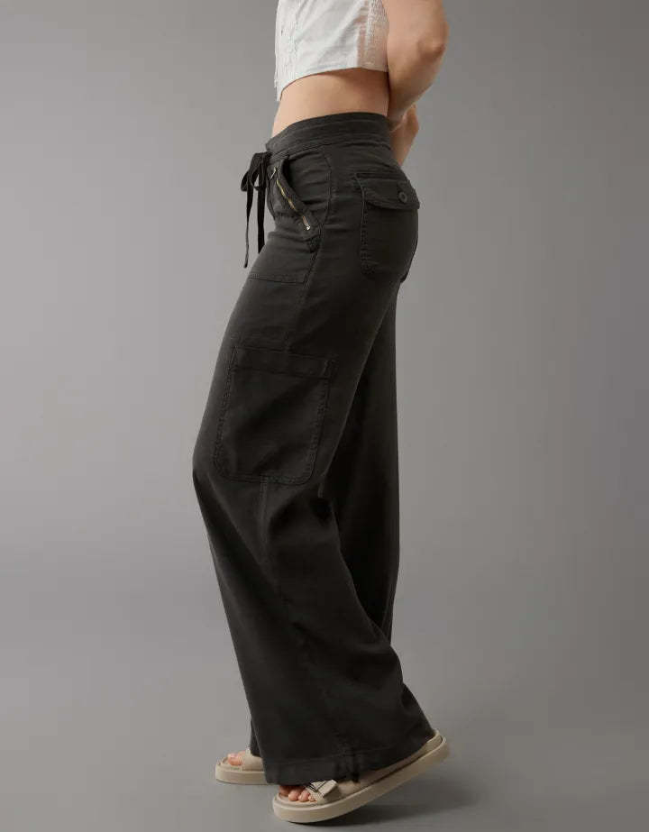 Wide Length Linen Blend Cargo Pants