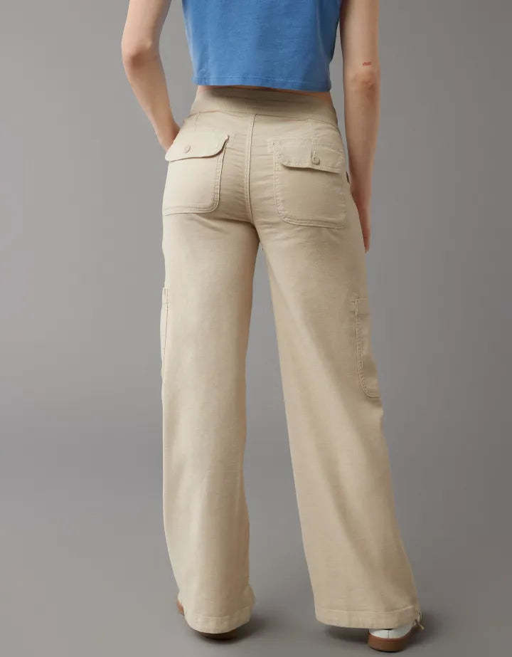 Wide Length Linen Blend Cargo Pants