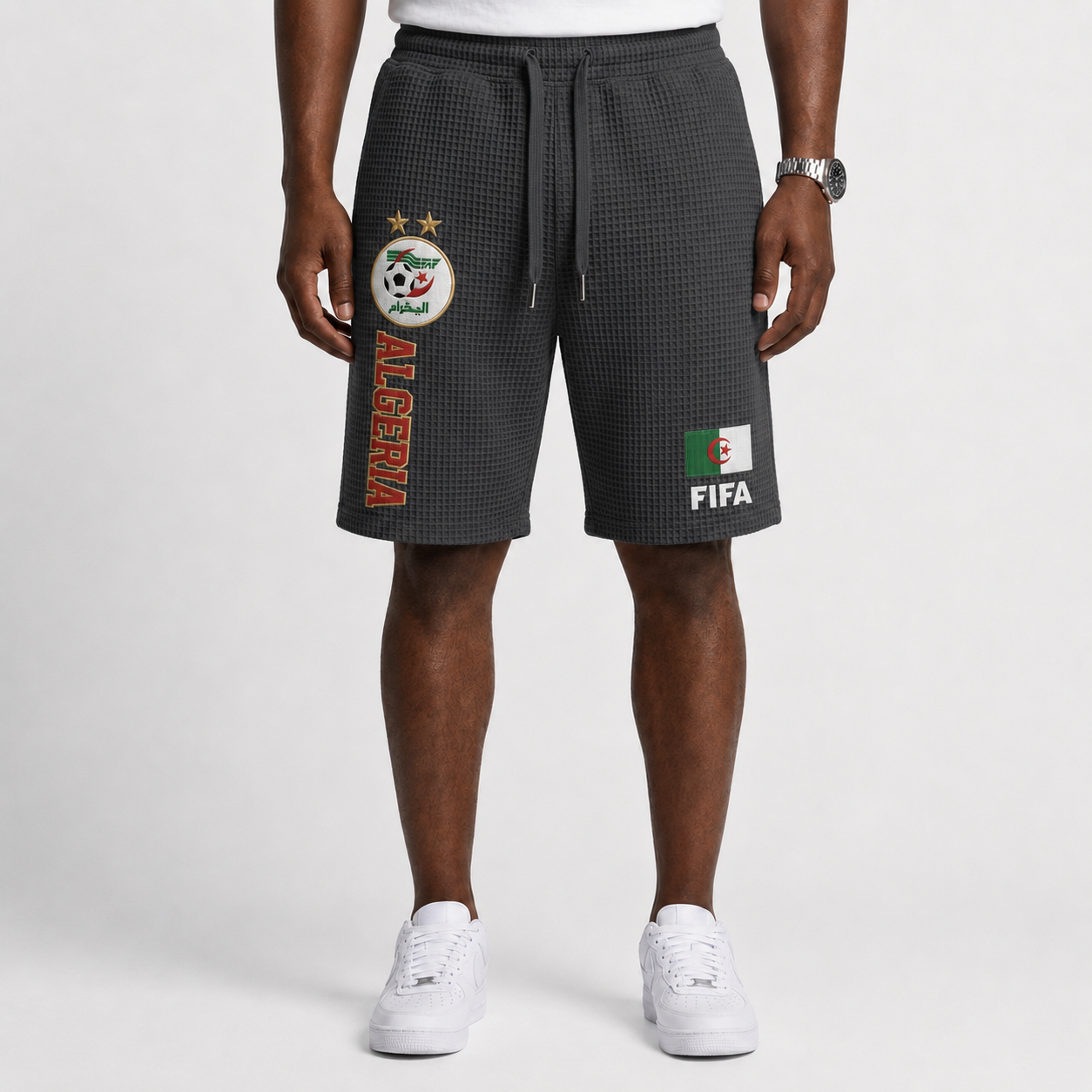 FIFA 2026 Algeria Printed Waffle Football Fan Shorts